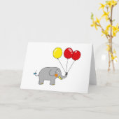 Carte Éléphant mignon avec ballons de fête (Fleur jaune)