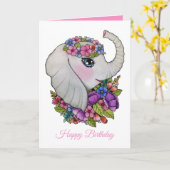 Carte Éléphant mignon et fleurs sauvages dans (Fleur jaune)