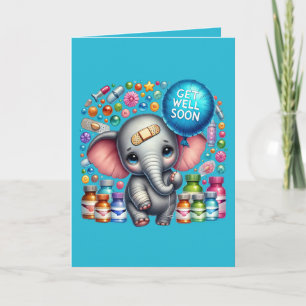 Carte Éléphant mignon pour un prompt rétablissement ajou