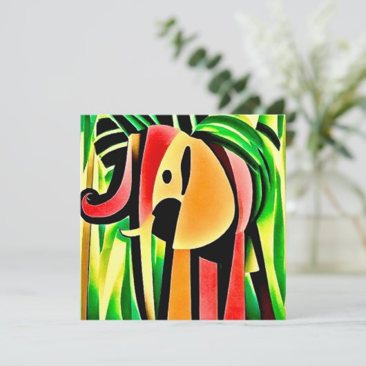 Carte Éléphant multicolore  (Debout devant)