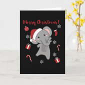 Carte Éléphant Noël Neige Animaux d'hiver Éléphants (Fleur jaune)