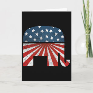 Carte Éléphant Patriotique Drapeau Américain États-Unis 