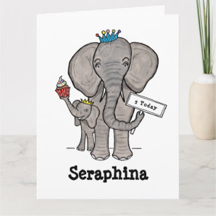 Carte Eléphant personnalisé et bébé anniversaire