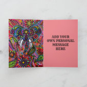 Carte Eléphant personnalisé Mandala Boho Anniversaire (Intérieur)