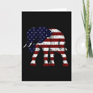 Carte Éléphant républicain drapeau américain patiné Gop