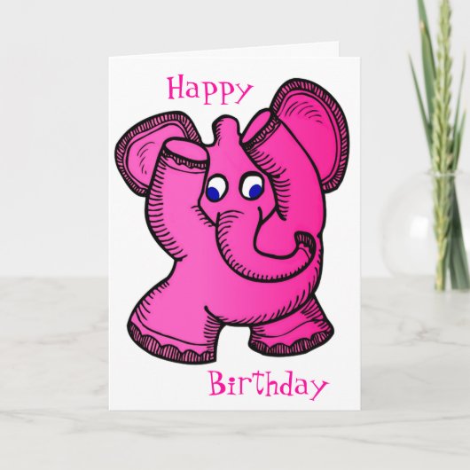 Carte Eléphant rose (Devant)
