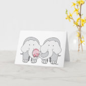 Carte éléphant rose bébé (Fleur jaune)