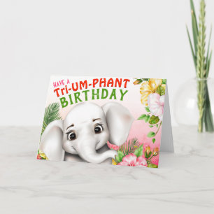 Carte Elephant Safari Tropical Jungle Funny Anniversaire