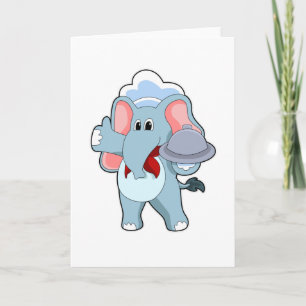 Carte Éléphant serveur avec plateau