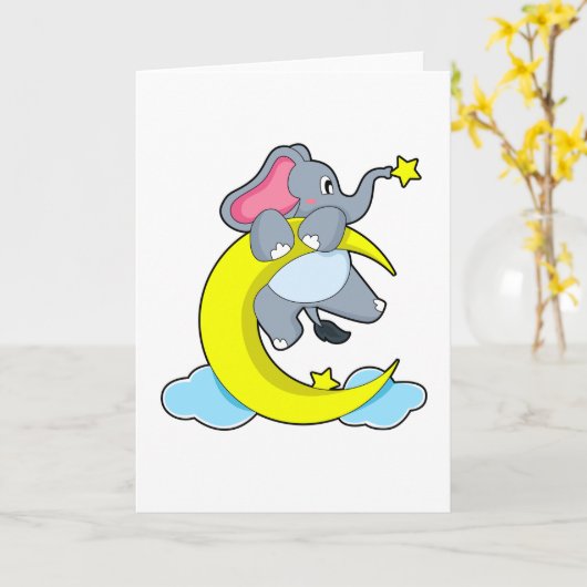 Carte Éléphant sur les nuages (Fleur jaune)