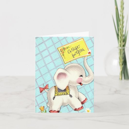 Carte éléphant vintage (Devant)