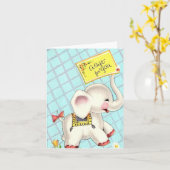 Carte éléphant vintage (Fleur jaune)