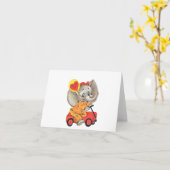 Carte Eléphant vintage à Wagon Valentine (Fleur jaune)