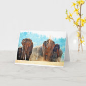 Carte Eléphants Animaux Safari Destinée Paix Amour (Fleur jaune)