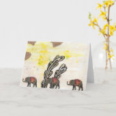 Carte Eléphants élégants (Fleur jaune)