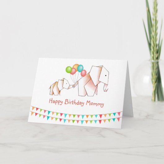 Carte Eléphants mignons Joyeux anniversaire maman (Devant)