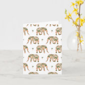 Carte Eléphants ornés de Paisley Floral (Fleur jaune)