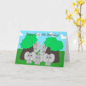 Carte Eléphants Personnalisé 6e anniversaire (Fleur jaune)