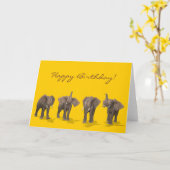 Carte Elephants Quartet Joyeux anniversaire (Fleur jaune)