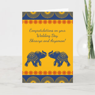 Carte Éléphants sur mesure sur le thème indien pour mari