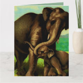 Carte éléphants vintages pour Mère ; Fête des (Devant)