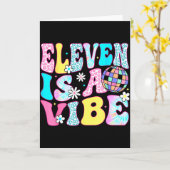 Carte Eleven Is A Vibe 11 Years Old Groovy Disco 11th Bi (Fleur jaune)