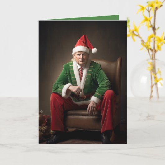 Carte Elf de Noël Donald Trump (Fleur jaune)