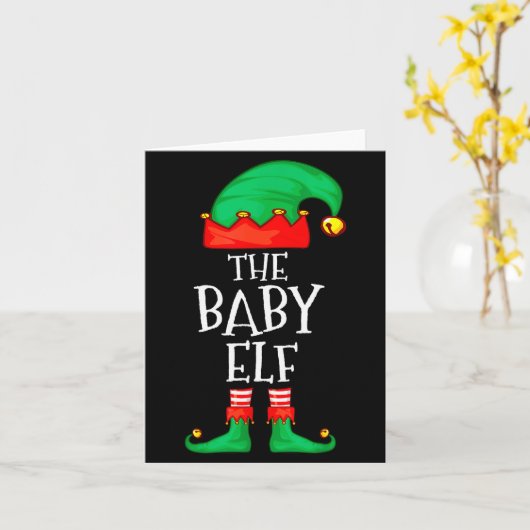 Carte Elf Family Christmas Funny The Baby Elf Sweater Bo (Fleur jaune)