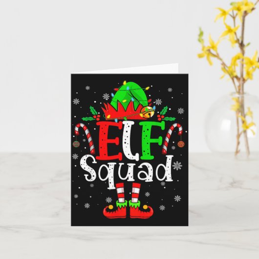 Carte Elf Family Christmas Matching Pajamas Xmas Elf Squ (Fleur jaune)