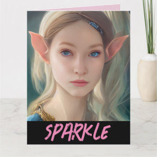 CARTE ELF GIRL IMAGINAIRE SPARKLE VALENTINE'S DAY CARD