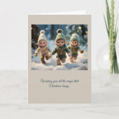 Carte Elf Kids Running in the Snow Custom Text Holiday (Devant)