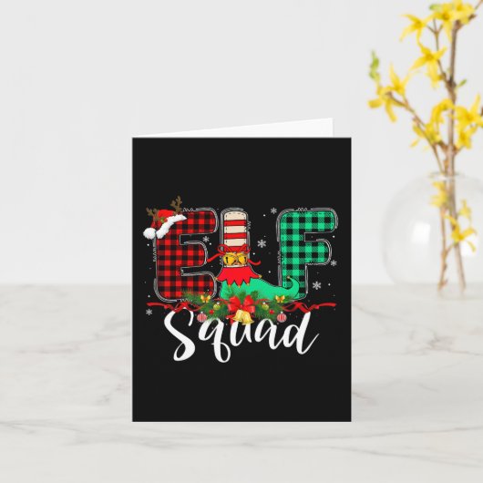 Carte Elf Squad Christmas Family Group Correspondance Pè (Fleur jaune)