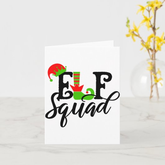 Carte Elf Squad Modern Tygraphy Christmas Holidays (Fleur jaune)