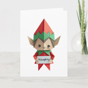 Carte ELF vilain drôle d'origami liste de noël vilain