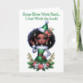 Carte Elfe de Noël afro-américain (Devant)