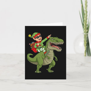 Carte Elfe de Noël équitation Dinosaur T Rex Garçons Enf