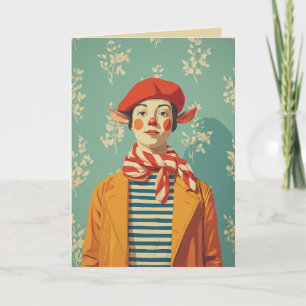 Carte Elfe de Noël rétro Whimsical