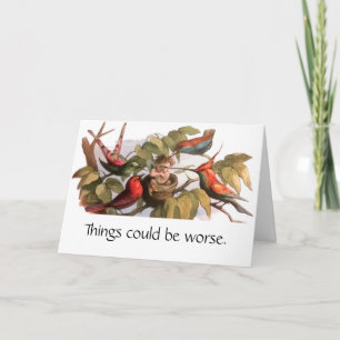 Carte Elfe des bois dans le nid : Antique Oiseau Sprite 