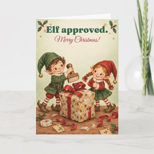 Carte Elfes approuvés Noël drôle d'elfes (Devant)