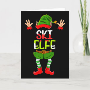 Carte Elfes de ski drôles Elfes de Noël Ski de Noël