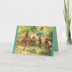 Carte Elfes vacances ou toutes de fées de gnomes blanc