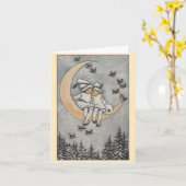 Carte Elfes vierges Vintages sur la lune (Fleur jaune)