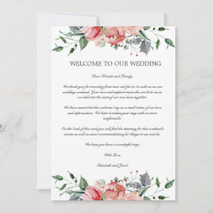Carte Elizabeth Mariage Bienvenue Lettre & Itinéraire