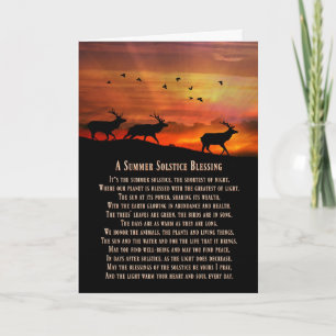 Carte Elk et bénédictions du solstice d'été Sunset