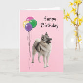 Carte Elkhound, Norvégien, Ballons d'anniversaire (Fleur jaune)