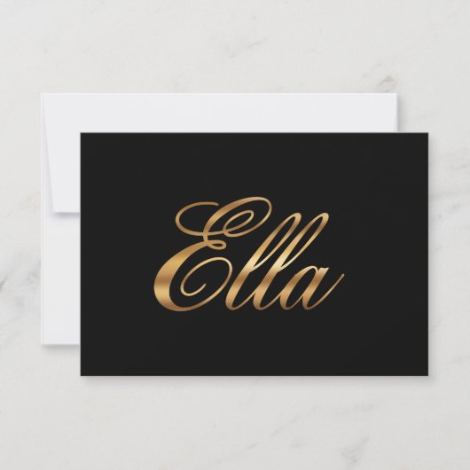 Carte Ella gold design lettering (Devant)