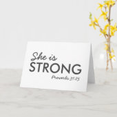 Carte Elle est forte | Proverbes 31:25 Foi chrétienne (Fleur jaune)