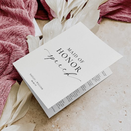 Carte Ellesmere Maid OF Honor Discours Mariage