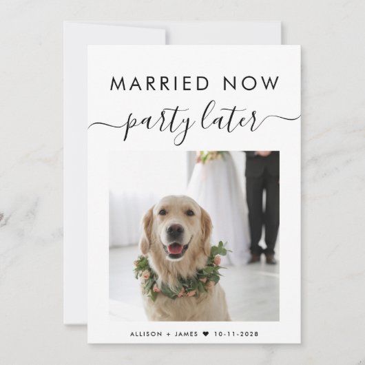 Carte Elopement Marié Maintenant Parti Plus Tard Photo M (Devant)