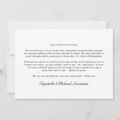 Carte Elopement minimal maintenant fête plus tard Mariag (Dos)